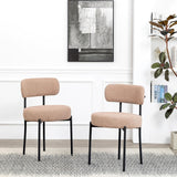 DYHOME Kitchen Chairs Mid-Century Modern Dining Chairs Set of 6, Kitchen Dining Room Chairs, Boucle Upholstered Wishbone Dining Chair, Camel Color DYHOME