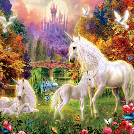 Ceaco - Unicorns Glitter - The Castle Unicorns- 100 Piece Jigsaw Puzzle Ceaco