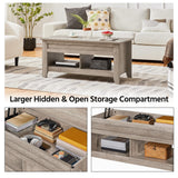 Yaheetech Lift Top Coffee Table, Coffee Table with Hidden Storage Compartment & Lower Shelf, 41in Center Table for Living Room, Office, Grey Yaheetech