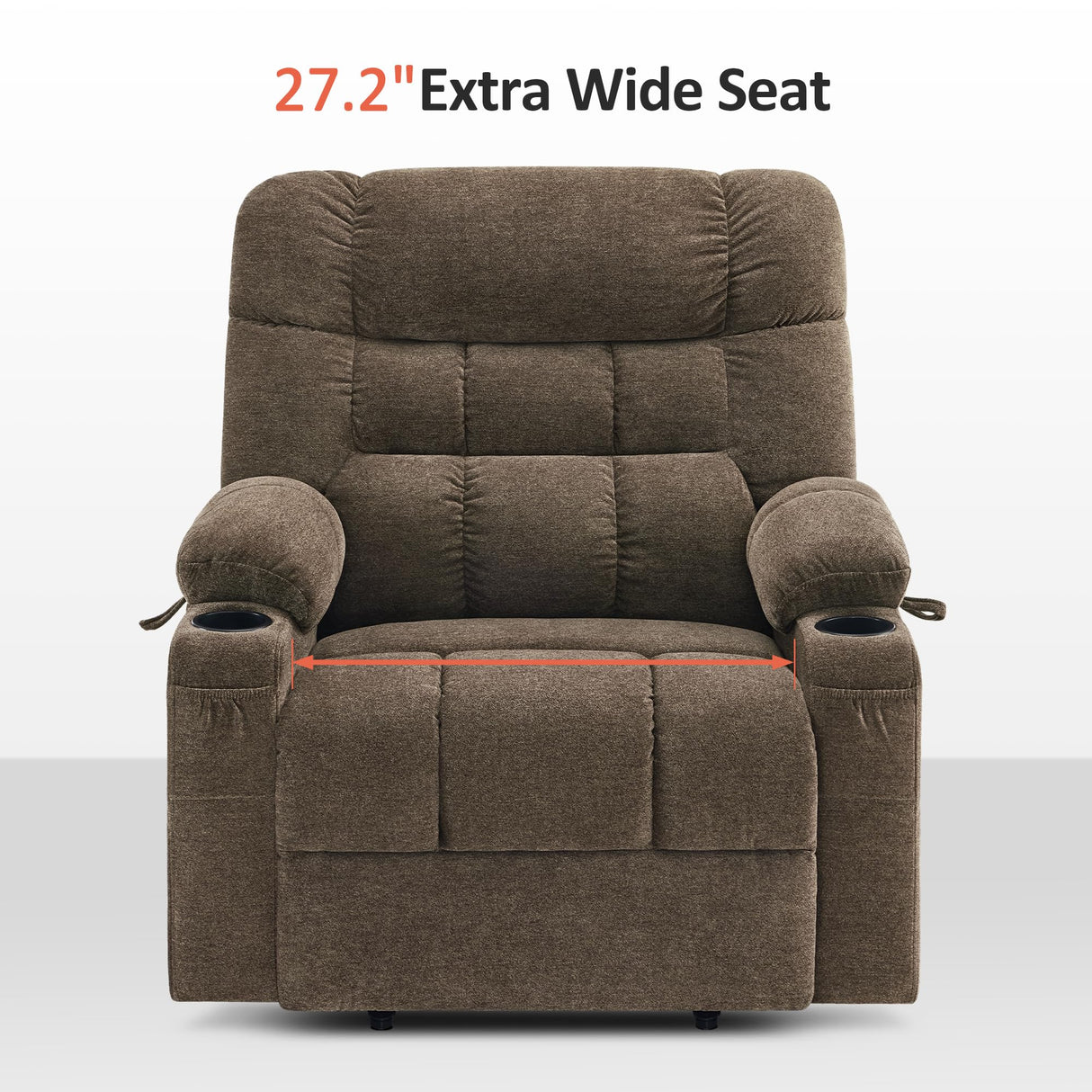 MCombo Dual Motor Power Lift Recliner Chair with Massage and Dual Heating for Elderly, Lay-Flat for Sleeping, Extra Wide for Big and Tall, Fabric R7070 (Coffee) MCombo