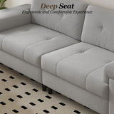 85 Inch Modern 3 Seater Sofa for Living Room, Deep Seat Chenille Couch with Adjustable Wide Armrest & Plush Backrest, Button Tufted Comfy Bedroom Sofa, Easy Assembly, Grey IDEALHOUSE