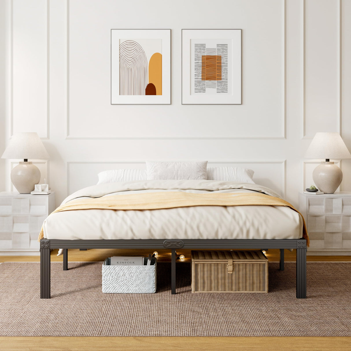 ZIYOO Full Size Bed Frame with Heavy Duty Steel Slat, 14 Inches Platform Bed Frame, Non-Slip Design, No Box Spring Needed, Easy Assembly, Quiet Noise Free, Under Bed Storage Space, Black ZIYOO