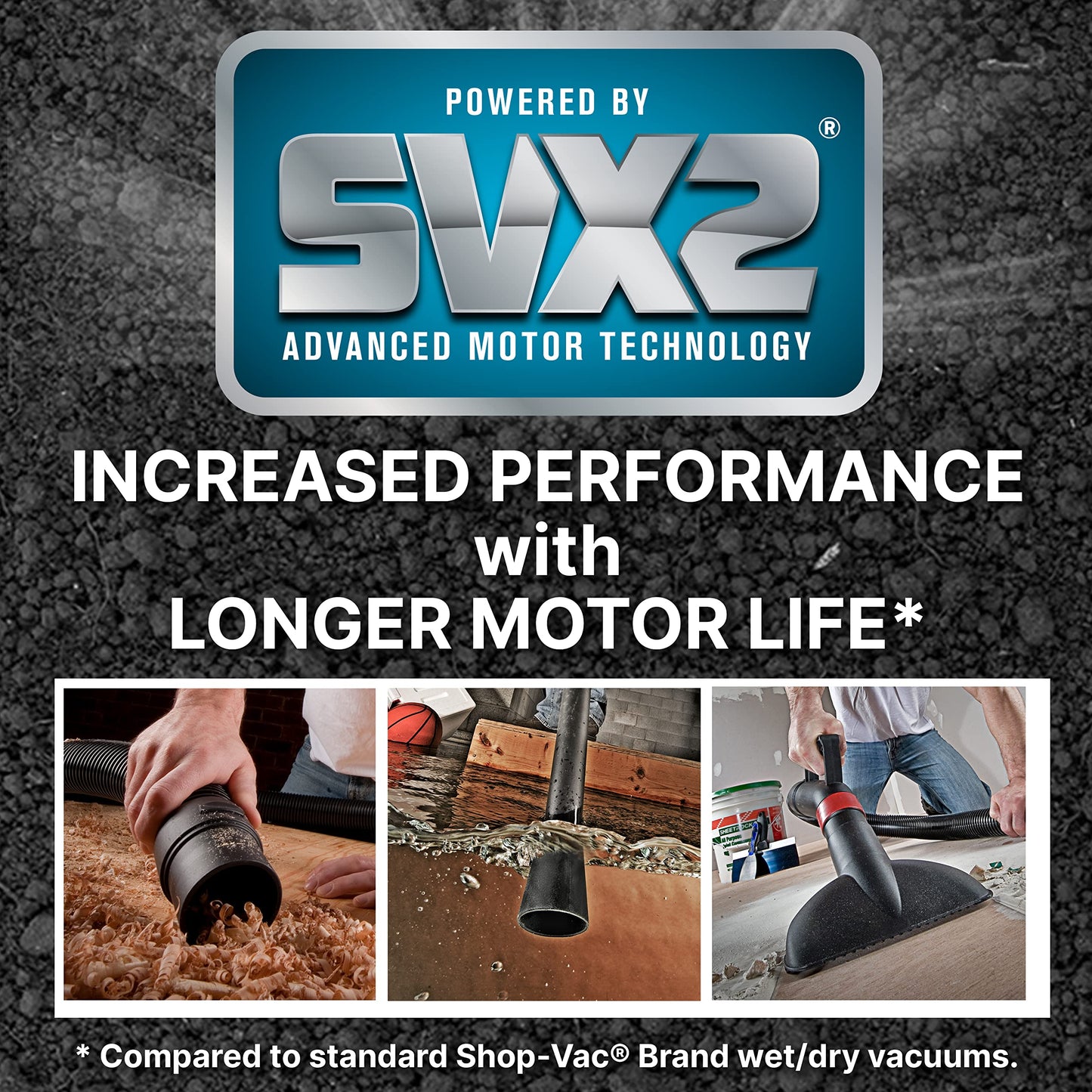 Shop-Vac 8251205 Wet Dry Utility Vacuum with SVX2 Motor Technology, 12 Gallon, 2.5 Inch Diameter x 8 Foot Hose, 140 CFM, (1 Pack) - WoodArtSupply