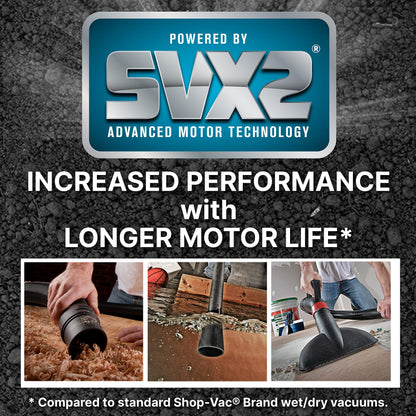 Shop-Vac 8251205 Wet Dry Utility Vacuum with SVX2 Motor Technology, 12 Gallon, 2.5 Inch Diameter x 8 Foot Hose, 140 CFM, (1 Pack) - WoodArtSupply