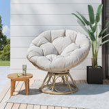 Rpuzonier Wicker Papasan Chair with 360-Degree Swivel Base, Papasan Lounge Chair with Soft Cushion and Sturdy Frame, Swivel Papasan Chair Circle Chair for Living Room, Bedroom, Reading Room Rpuzonier