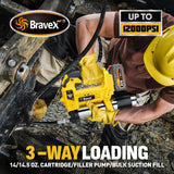 Grease Gun Battery Powered, 12,000 PSI Electric Grease Gun Cordless 21V, 40” High Pressure Long Hose W/Quick Release Coupler Rechargeable Battery Pack Included Bravex