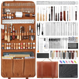 SAKERNEO Professional Leather Working Tools Kit with 52 Stamping Molds, Multi-Size Hole Punch Tool, Engraving/Cutting Mats & Rivet Accessories,Leather Crafting Kit for DIY, Repair & Stitching SAKERNEO