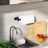 Paper Towel Holder Under Cabinet, One-Handed Tear, Wall Mount, Adhesive, Stainless Steel, Black, Paper Roll Holder with Ratchet Mechanism for Kitchen Bathroom Farmhouse Essentials Decor Accessories Swaitee