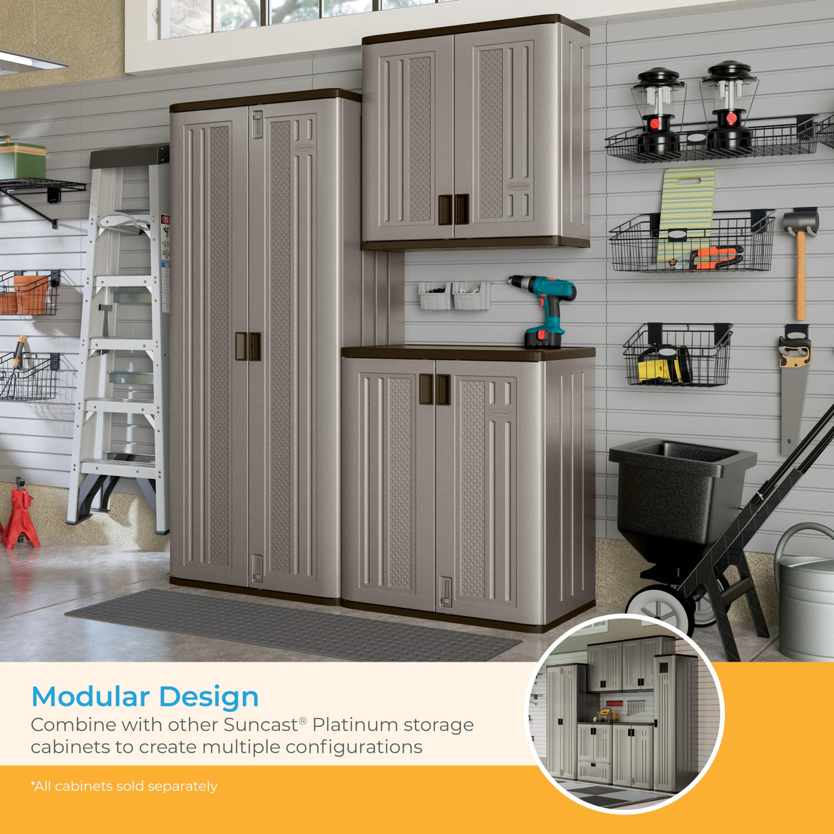 Suncast BMC7200 Storage Cabinet, Platinum Suncast