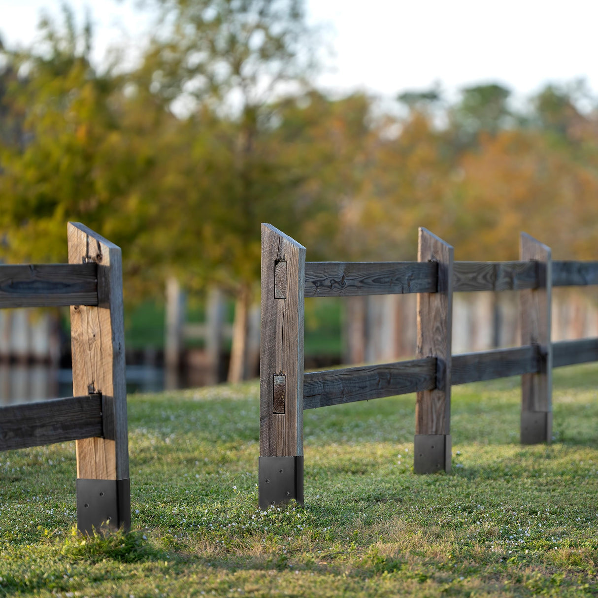 LADECH 4x4 Fence Post Anchor - 24' Black Powder Coated Metal Ground Spike - Mailbox Post Anchor - 8 Pack LADECH