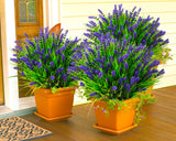 TSTWETO Artificial Plants Outdoor, 22 Pcs Fake Flowers UV Resistant Outdoor Fake Plants, Lavender Artificial Flowers Plastic Fake Faux Flowers Shrubs for Home Porch Garden Yard Window Box TSTWETO
