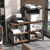 jarrvz Large Printer Stand, Removable and Fixed Printer Stand, Large Fax Machine Printer Stand, Laser Printer Stand, Printer Stand with Storage Space, Scanner Office Rolling Carriage, Retro Brown jarrvz