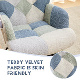 ETCZOYE Modern Nursery Rocking Chair, Teddy Upholstered Glider Rocker with Footrest, Comfortable Rocker Recliner with Side Pocket for Living Room, Bedroom, Office, Large Spliced Dark Blue ETCZOYE