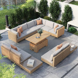 Grand patio 13-Piece Wicker Patio Furniture Set with Lift Top Coffee Storage Table, Outdoor Conversation Set Sectional Sofa with Water Resistant Thick Cushions, Cream Grand patio