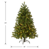 National Tree Company Pre-Lit 'Feel Real' Artificial Full Downswept Christmas Tree, Green, Douglas Fir, Dual Color LED Lights, Includes PowerConnect and Stand, 4.5 feet National Tree Company