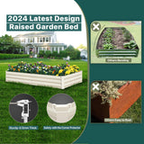 BUTUNITA Raised Garden Bed Beige, 6x3x1ft Galvanized Raised Garden Bed Outdoor Metal for Gardening Vegetables Flower Garden Planter Box Large Raised Bed with Gloves and 3ftx30ft Weed Barrier Fabric BUTUNITA