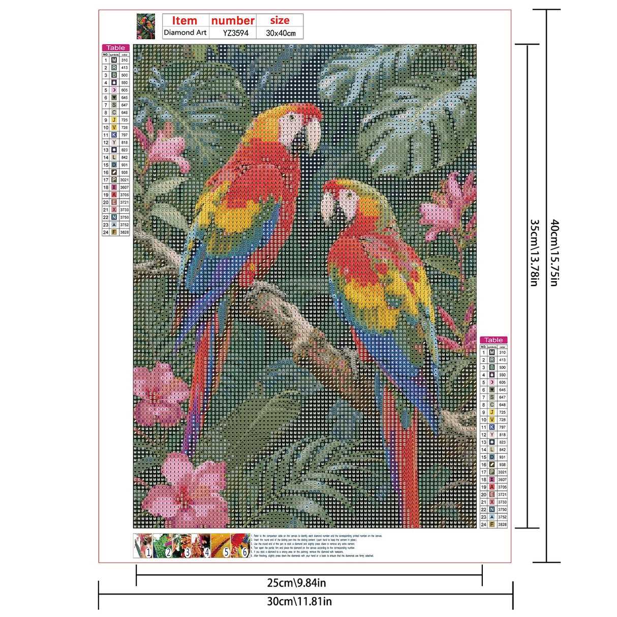 JISHSHAY Parrot Jungle Diamond Painting Round Drill Diamond Art Round Beads Gem Art Gem Painting Mosaic Kits for Adults Embroidery Kit Jigsaw Puzzles Paint by Numbers Wall Decor 30×40cm/ 11.81×15.75in JISHSHAY