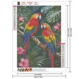 JISHSHAY Parrot Jungle Diamond Painting Round Drill Diamond Art Round Beads Gem Art Gem Painting Mosaic Kits for Adults Embroidery Kit Jigsaw Puzzles Paint by Numbers Wall Decor 30×40cm/ 11.81×15.75in JISHSHAY