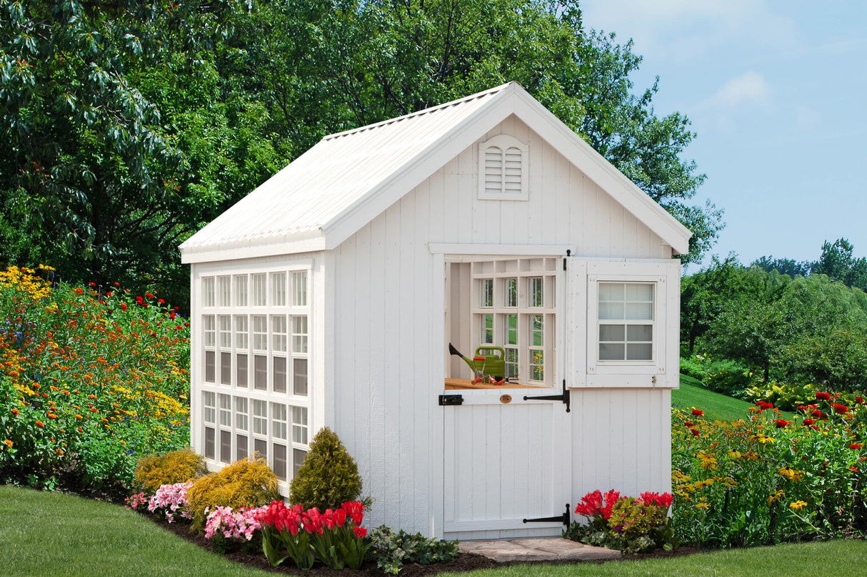 Little Cottage Co. 8x12 Colonial Gable Greenhouse with Floor - Wood DIY Kit for Garden, Backyard, Lawn Little Cottage Co.