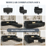 Dowiean Sectional Sleeper Sofa, 8 Seaters Modular Sleeper Sofa Couch, Comfy Sectionals Couches Bed, Convertible Sofas with Ottomans, Modular Sectional Couches for Living Room, Dark Grey Dowiean