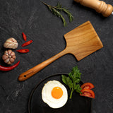 Fiodio Home Teak Wide Wooden Spatula with Microfiber Cloth - Natural Non-Stick Healthy Kitchen Utensils - Handcrafted with Comfort Grip FIODIO HOME