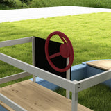 Outsunny Kids Wooden Sandbox, Pirate Ship Sand Pit with Flag, Blackboard, Rudder, Anchor Sign, Storage Deck for Backyard Garden, Gift for Age 3-7 Years, 68" x 44" x 39", Blue Outsunny