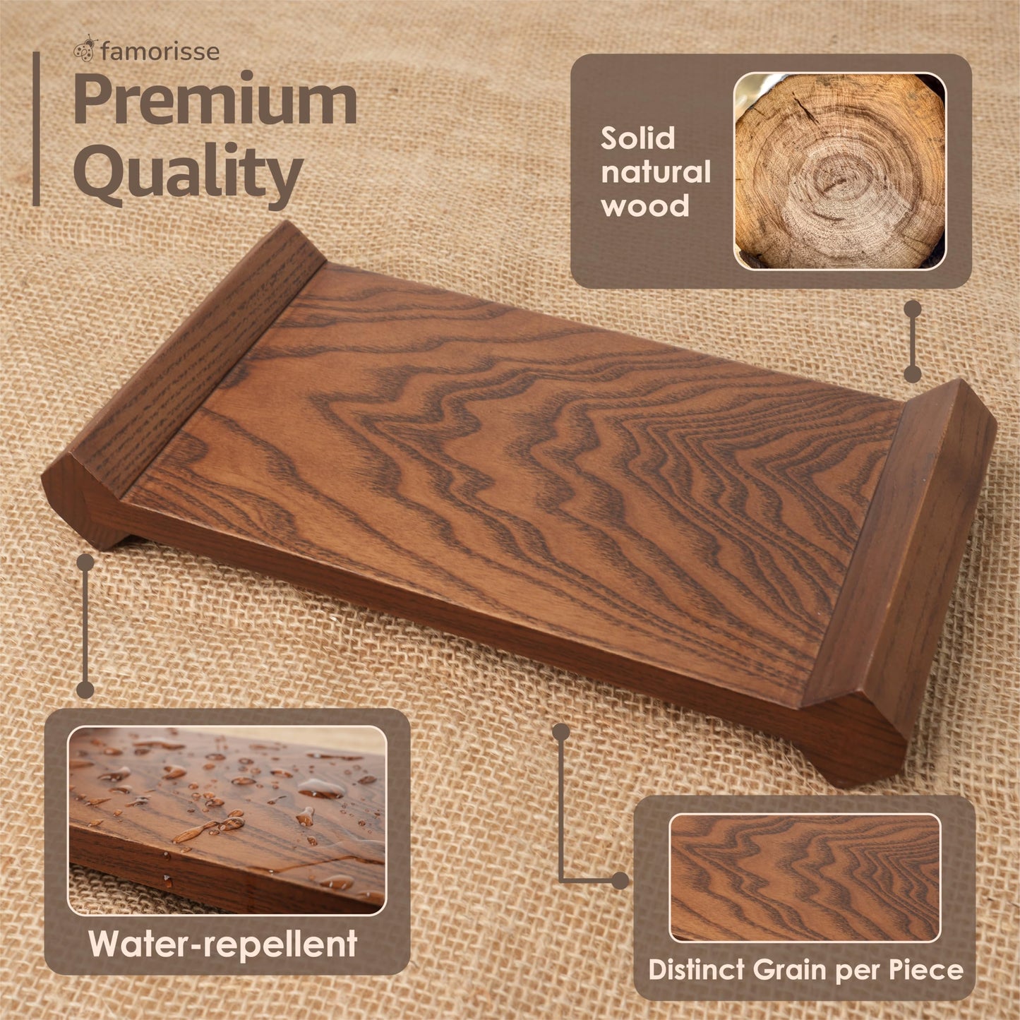 Small Brown Wood Riser for Home Decor, Kitchen Sink Counter Organizer, Wooden Pedestal Stand Coffee Table, Bathroom Accessories, Soap Dispenser Holder, Vanity Decorative Display Tray, Plant Stand