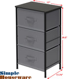Simple Houseware 3 Drawer Nightstand Dresser with Wood Top, Dark Grey Simple Houseware