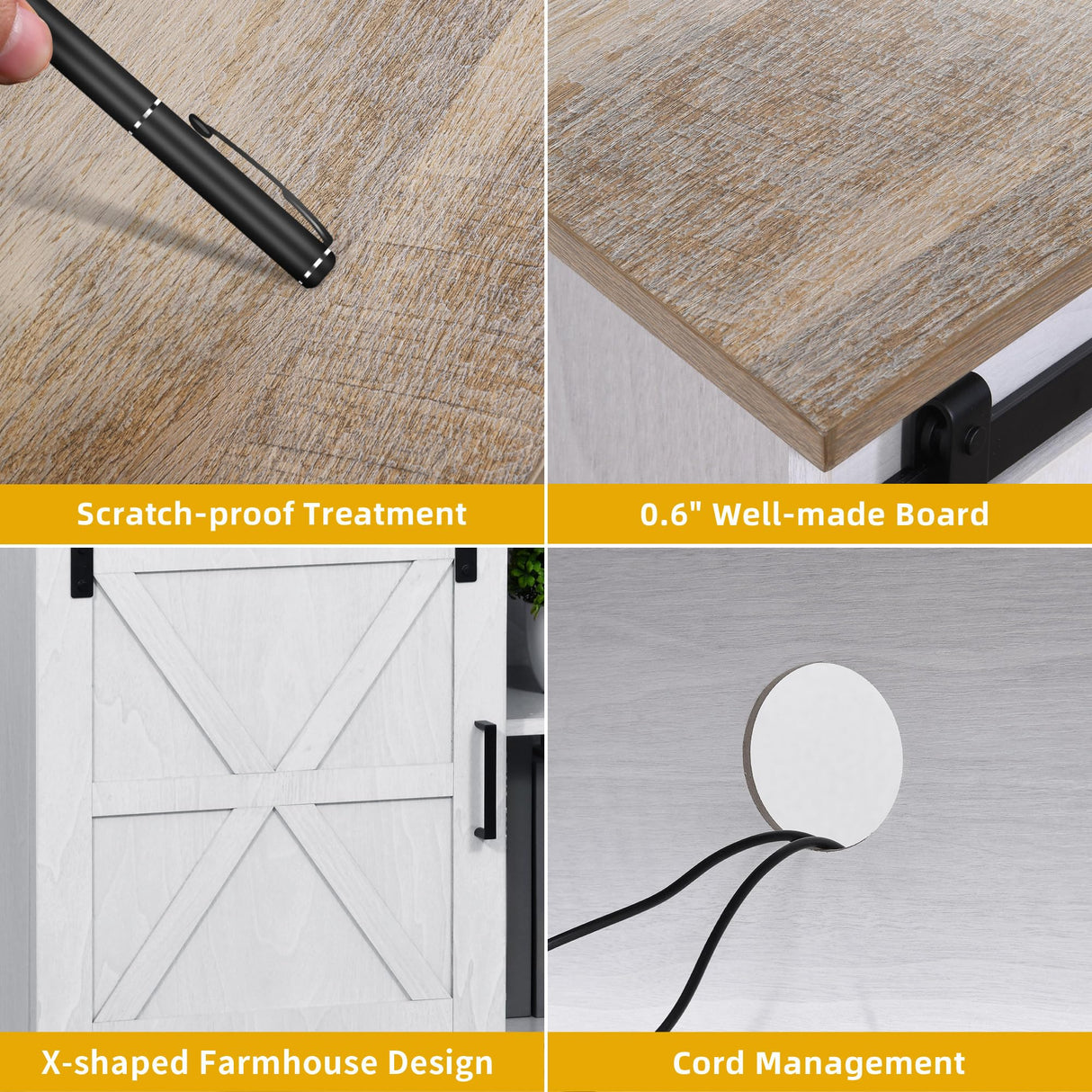 DWVO TV Stand for TVs up to 65 Inch, Farmhouse Entertainment Center with Storage Cabinets and Sliding Barn Doors, Rustic Media TV Console Table for Living Room, Grey White/Grey Wash DWVO