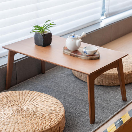 JIKUGO Foldable Bamboo Small Table Foldable Floor Desk Folding Coffee Table No Assembly Required for The Floating Window Tatami Tea Room Balcony Living Room Outdoor（Large） JIKUGO