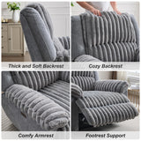 Comfort Stretch Grey Power Recliner Chairs for Living Room Faux Fur Electric Recliners Chair with USB Port Soft Fabric Overstuffed Single Reclining Chair Theater Seating Comfort Stretch