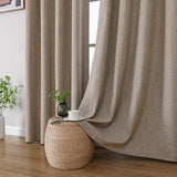 CUCRAF 100% Blackout Window Curtains 84 inches Long 2 Panels Set, Faux Linen Look Thermal Insulated Grommet Drapes, Room Darkening Curtain for Bedroom Living Room(W52 x L84 Inch, Light Khaki) CUCRAF