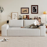Ball & Cast 71" Cloud Loveseat Sofa No Assembly Required Comfy Deep Seat Couch with Pillows,Corduroy Fabric,1 pcs for Living Room, Bedroom,Apartment,White Ball & Cast