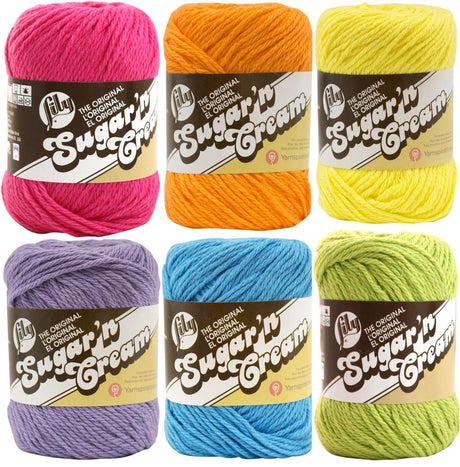 Lily Sugar n' Cream Solid Variety Assortment 6 Pack Bundle 100 Percent Cotton Medium 4 Worsted (Multicolor) Lily