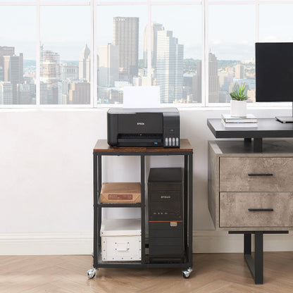 JOIN IRON Printer Stand with Storage Shelf for Home Office Storage, Printer Table with Wheels,CPU Rack, Mobile Computer Trolley, Office cart,Utility Carts,Office Lateral File Cabinets