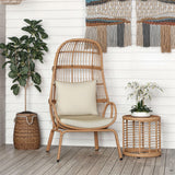 YITAHOME Outdoor Small Egg Chair, Patio Wicker Basket Chair with Strong Capacity Indoor Egg Chairs with High Back & Cushion Cocoon Chair for Bedroom, Outside (Beige) YITAHOME