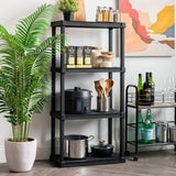 IRIS USA 4-Tier Heavy Duty Plastic Shelving Unit, 56" Tall - 100lbs per Shelf, Modular Garage Rack Storage Organizer for Home, Basement, Laundry & Utility Room, 18"D x 36"W x 56"H - Black IRIS