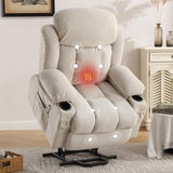 BOSMILLER Power Lift Recliner Chair with Heat and Massage Electric Fabric Recliner Chair for Elderly with Side Pocket, USB Charge Port, Remote Control for Living Room (Cream) BOSMILLER