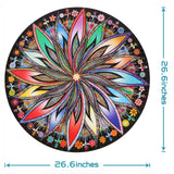 Bgraamiens Puzzle-Blooming Flowers-1000 Pieces Creative Geometric Round Blue Board Colorful Mandala Jigsaw Puzzle Bgraamiens