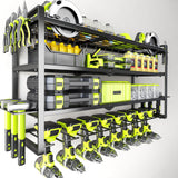 Large Power Tool Organizer Wall Mount, Garage Storage Cordless Tool Organizer with Screwdriver Holder, Heavy Duty Metal Storage Rack with 8 Drill Holder 4 Layer, Gifts for Men Who Have Everything Hipidian