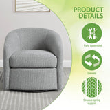 OSP Home Furnishings Bella Coastal Upholstered Barrel Swivel Chair, Dove Grey OSP Home Furnishings