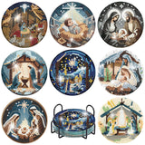 Yijingtop 8PCS Jesus Diamond Art Coasters Kits,Religion Diamond Painting Coasters with Holder,Small Diamond Art Kits for Adults,Crystal Gem Art Kits for Home Wall Decor Yijingtop