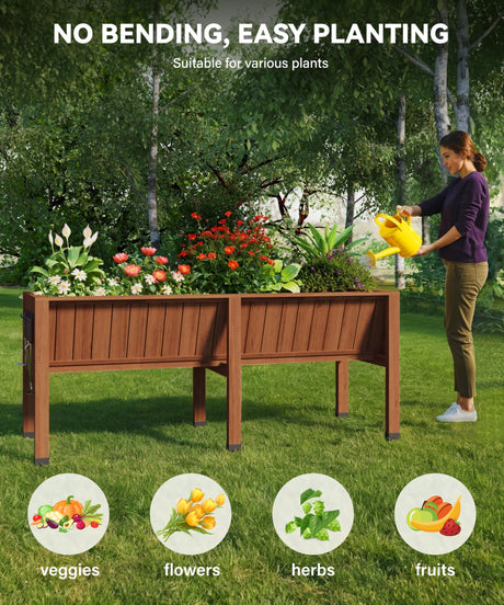 VORTEXTOVE 72x26x30in Raised Garden Bed with Legs-Wooden Elevated Raised Garden Beds Outdoor for Growing Vegetables and Herbs-Big Sturdy Standing Garden Bed Planter Box-Enhanced Depth,Acorn Brown VORTEXTOVE