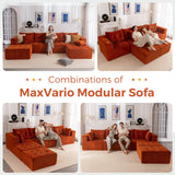 MAXYOYO Modular Sectional Sofa Couch, U Shaped Modern Cloud Couch with 2 Ottomans, Sofa in A Box, Tufted 6-Seat Boneless Sleeper Chair for Living Room, No Assembly Required, Orange MAXYOYO