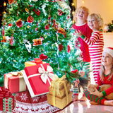 Christmas Tree Skirt 48 inch Large Tree Skirt Snowflake Reindeer Red Xmas Tree Skirt Rustic Christmas Tree Mat Decorations for Winter New Year Holiday Party Decor Indoor Outdoor JXOUYDAD