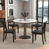 Giantex Farmhouse Dining Chairs Set of 4, Modern Kitchen Chairs w/Rubber Wood Legs & Curved Backrest, Ladder Back Diner Chairs, Wooden Side Chairs for Study, Dining Room, Load 400 LBS, Black Giantex