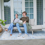 Cambridge Casual West Lake Mahogany Outdoor Convertible Sofa Daybed, Weathered Gray/Oyster Cushion Cambridge Casual