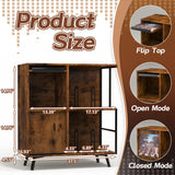 3 Tier Record Player Stand, Flip Top Record Player Cabinet, Mid Century Record Player Table with Shelves Holds up to 300+ Albums, Vinyl Record Storage with 4 U-Dividers for Living Room Bedroom, Brown Faesun