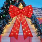 Liliful 4 Pcs 18 x 32 Inch LED Christmas Wreath Bows Extra Large Red Glitter Bows 72 LED Lights Wreath Huge Bow Door Wall Xmas Tree Topper Decor for Indoor Outdoor Winter Xmas Party Liliful