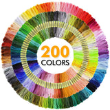 INSCRAFT 304 Pack Embroidery Kit, 200 Colors Threads, 5 Pcs Bamboo Embroidery Hoops, 2 Pcs Aida Cloth, Instructions, Bag and Cross Stitch Tools Set, Hand Embroidery Starter Kit for Beginners Adults INSCRAFT